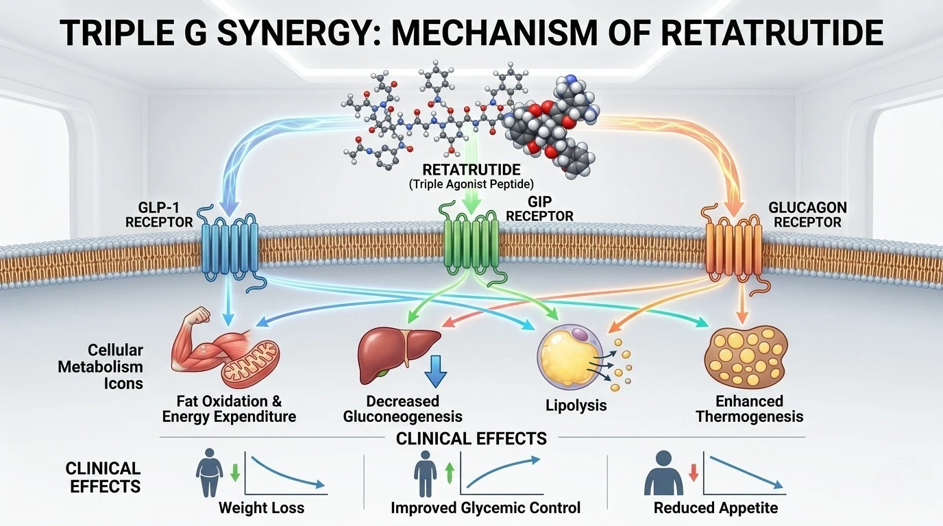 Schematic Diagram of the Mechanism of Action of Retatrutide