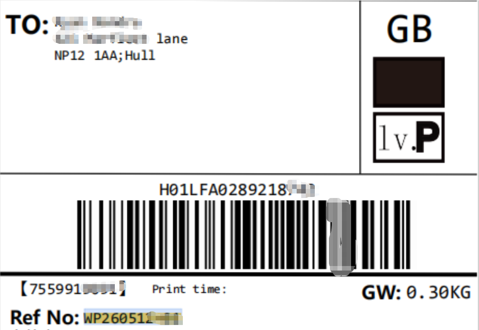 Logistics tracking information for freeze-dried peptide powder shipped to the UK
